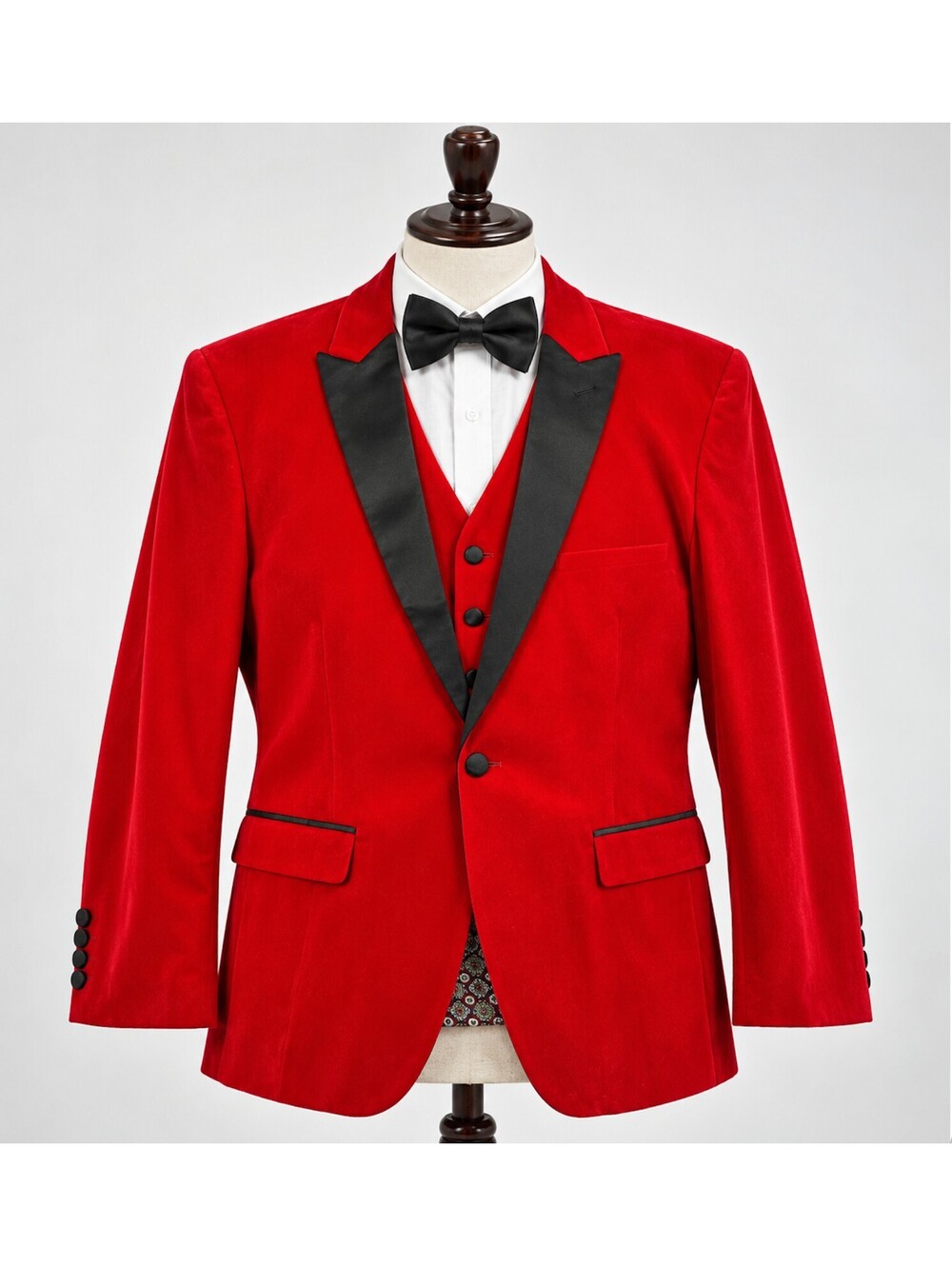 Paisley & Gray Men's Slim Fit Red Velvet Tuxedo Blazer 46 XL